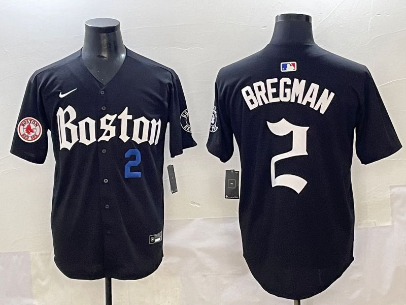 Men 2025 Boston Red Sox 2 Bregman Black Five generations Joint Name Nike MLB Jersey style 25